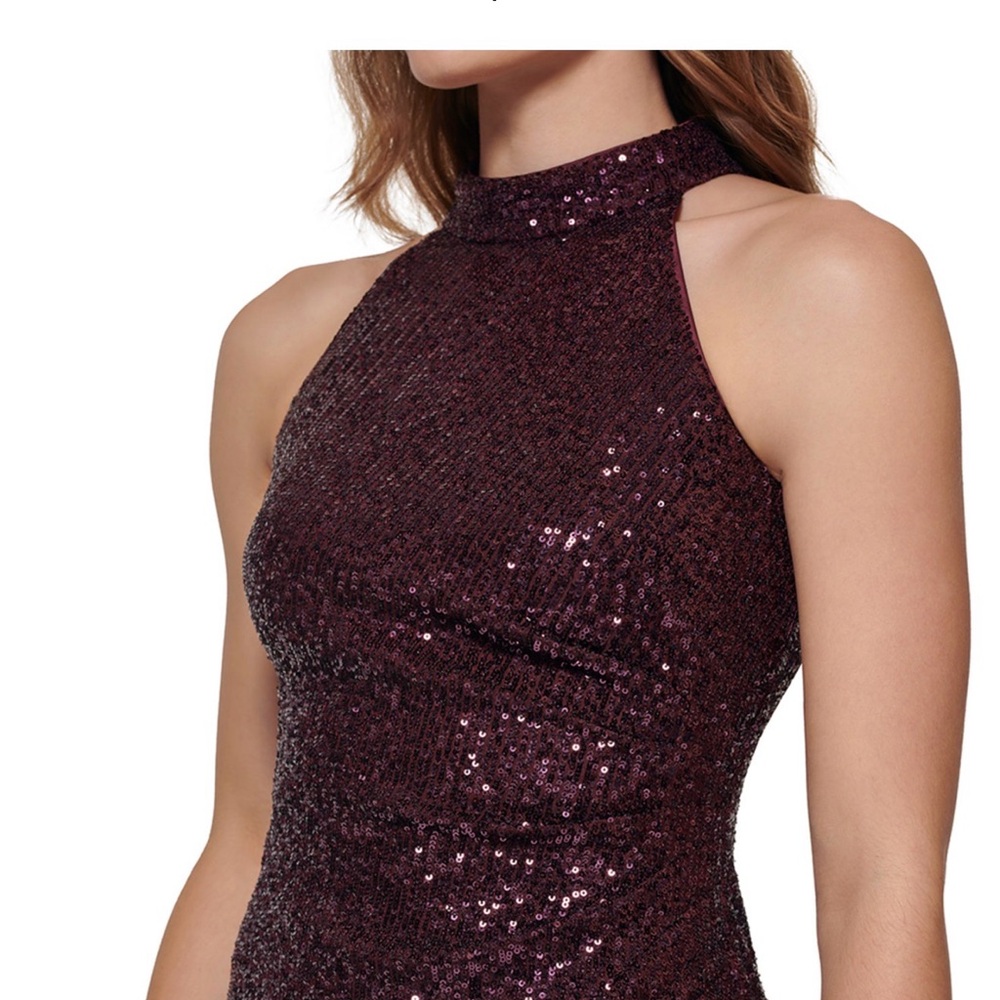 Eliza J Sparkling Halter Midi Dress - Rich Purple